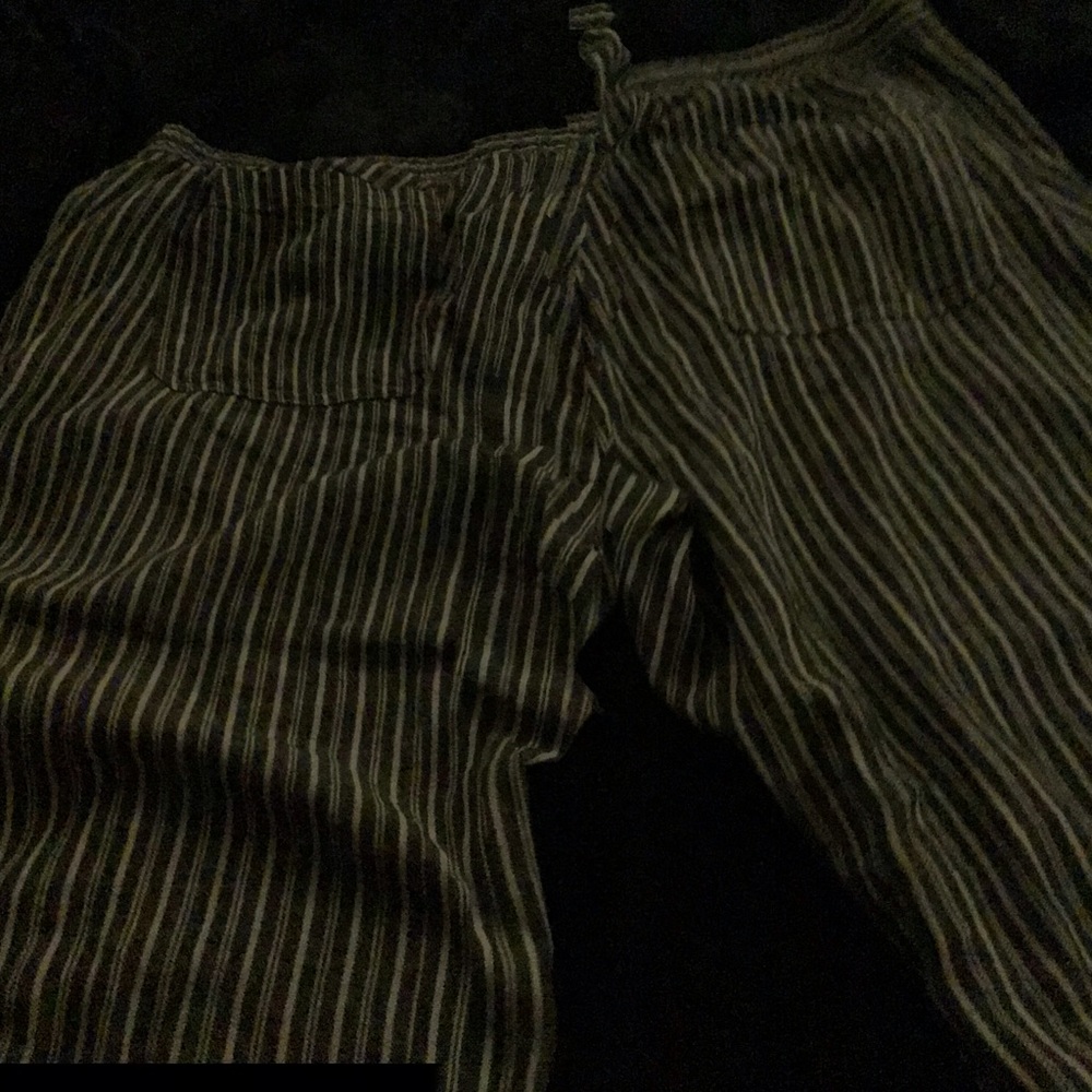 COPY - Thin pin stripes with pockets back and on the side with a drawstring